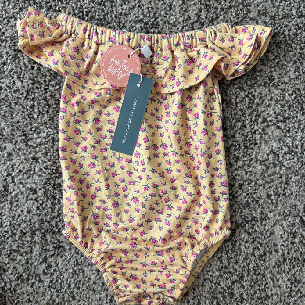 Floral Yellow Bamboo Onesie for baby girl